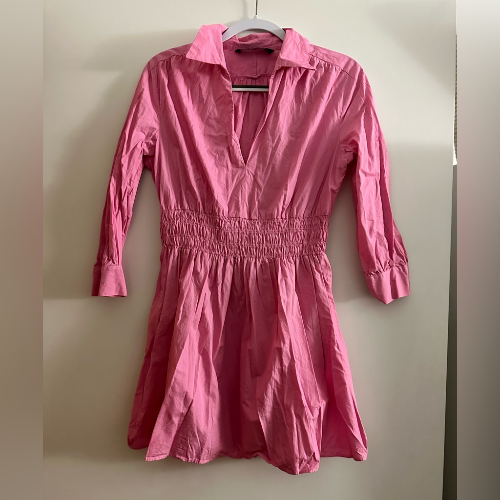 Used Pink Zara Dress 3/4 Sleeves Cotton - Women Size M
